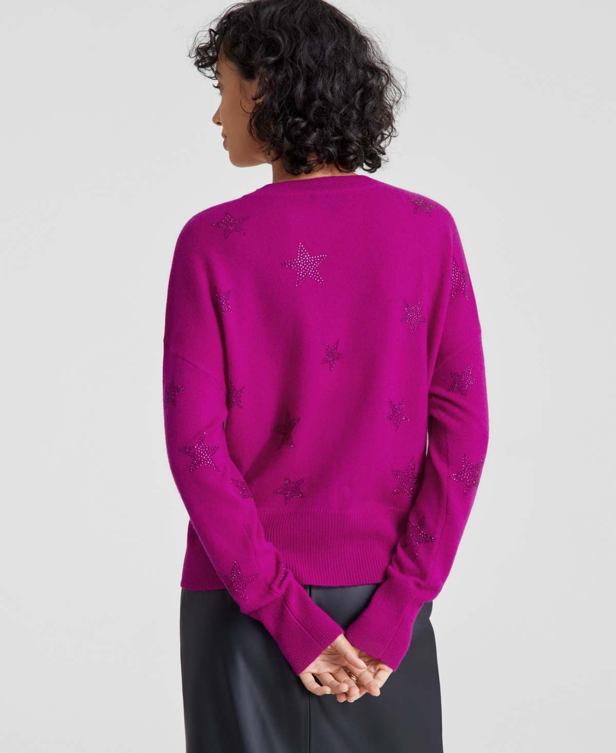 Charter Club Women's Embellished Star Long-Sleeve 100% Cashmere Sweater, Created for Macy's