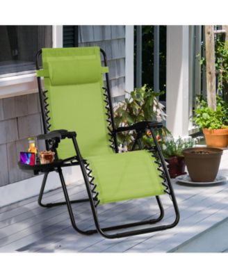 2 Pieces Folding Lounge Chair with Zero Gravity