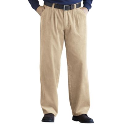 Men's Big & Tall Expandable Waist Corduroy Pleat-Front Pants