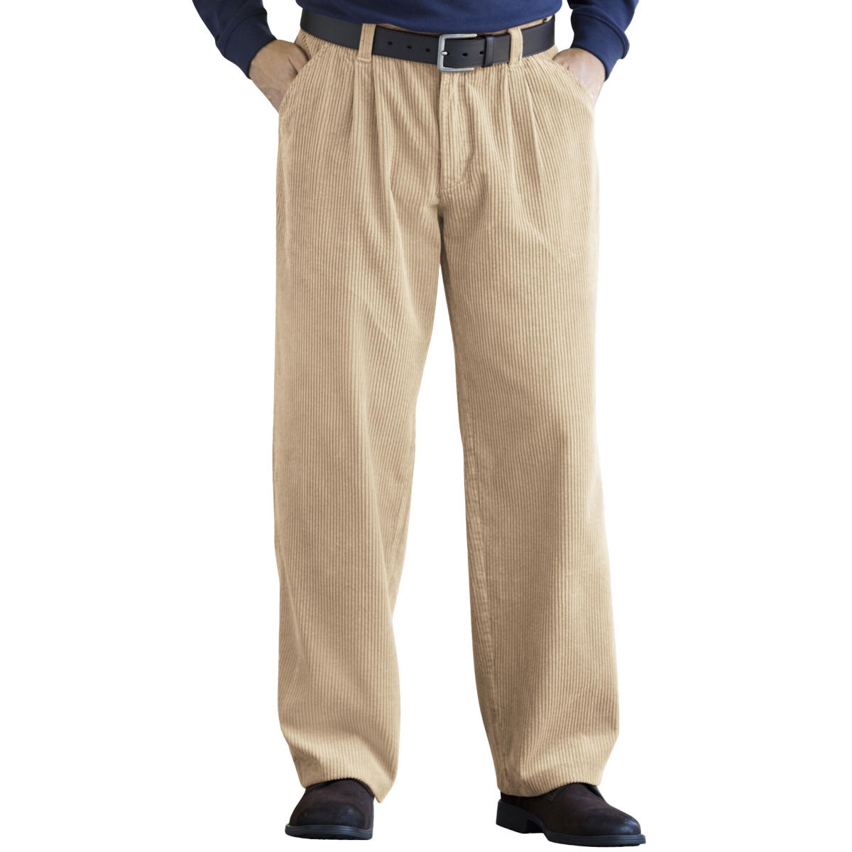 KingSize Big & Tall Expandable Waist Corduroy Pleat-Front Pants