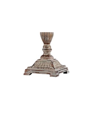 Petite Artichoke Font Traditional Table Lamp 28" Tall Antique White Washed Beige Fabric Bell Shade for Bedroom Living Room Nightstand