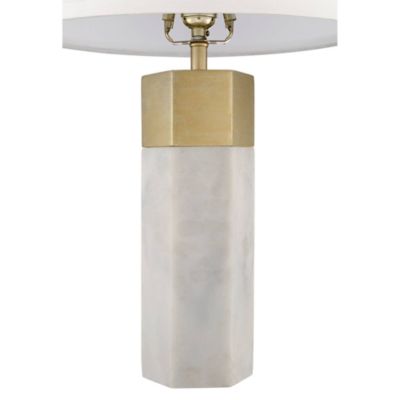 Leala Modern Accent Table Lamp 21" High Faux Marble Gold Metal White Drum Shade for Bedroom Living Room Bedside Nightstand Office