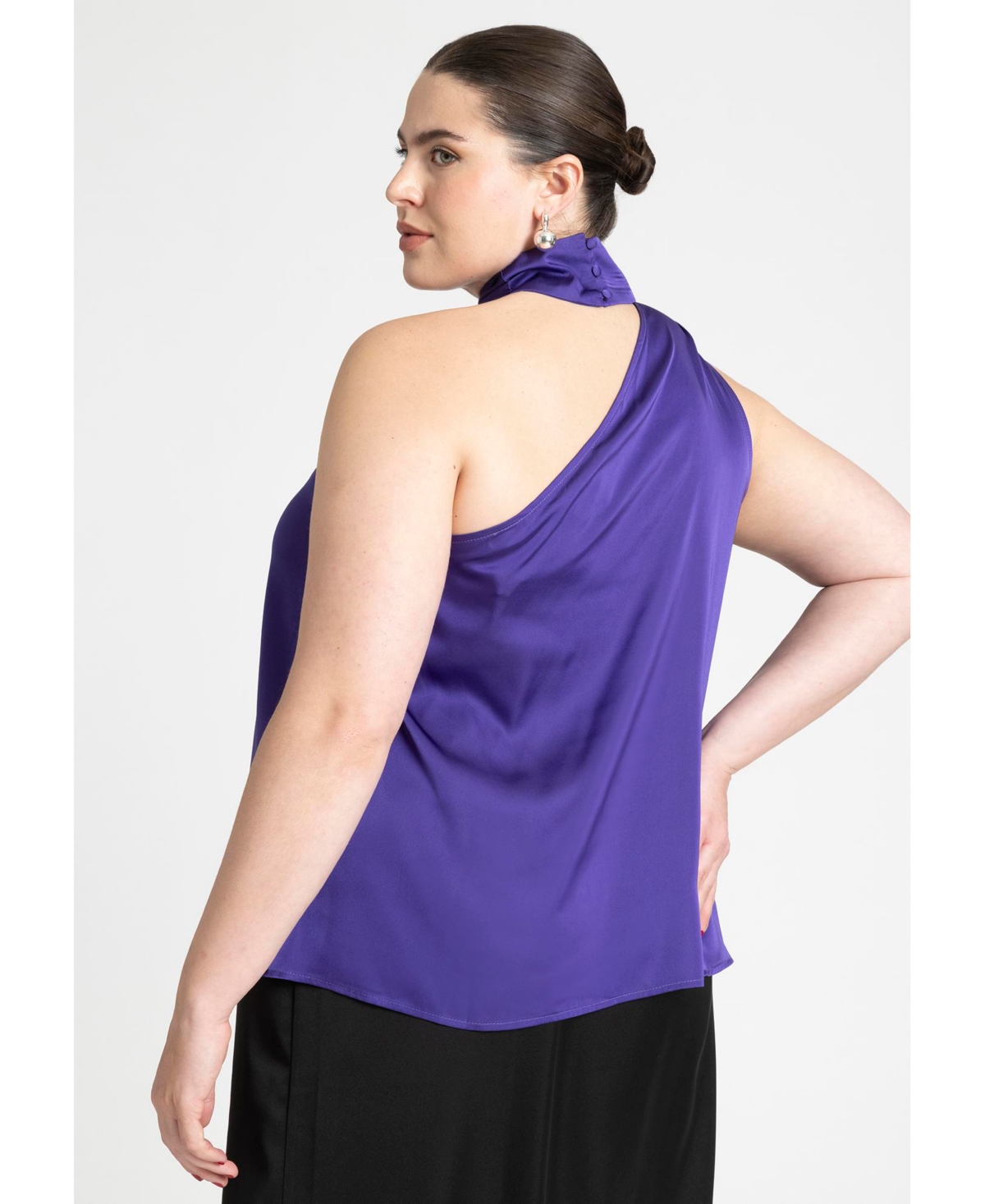 Eloquii Plus Size Draped Neckline Blouse With Ties