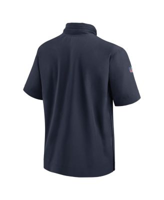 Men's Navy Chicago Bears 2024 Sideline Coach Short Sleeve Half-Zip Hoodie Jacket