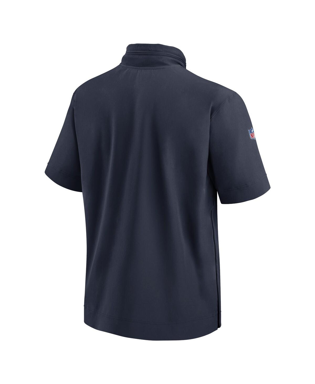 Nike Men'sChicago Bears 2024 Sideline Coach Short Sleeve Half-Zip Hoodie Jacket - Navy, Orange