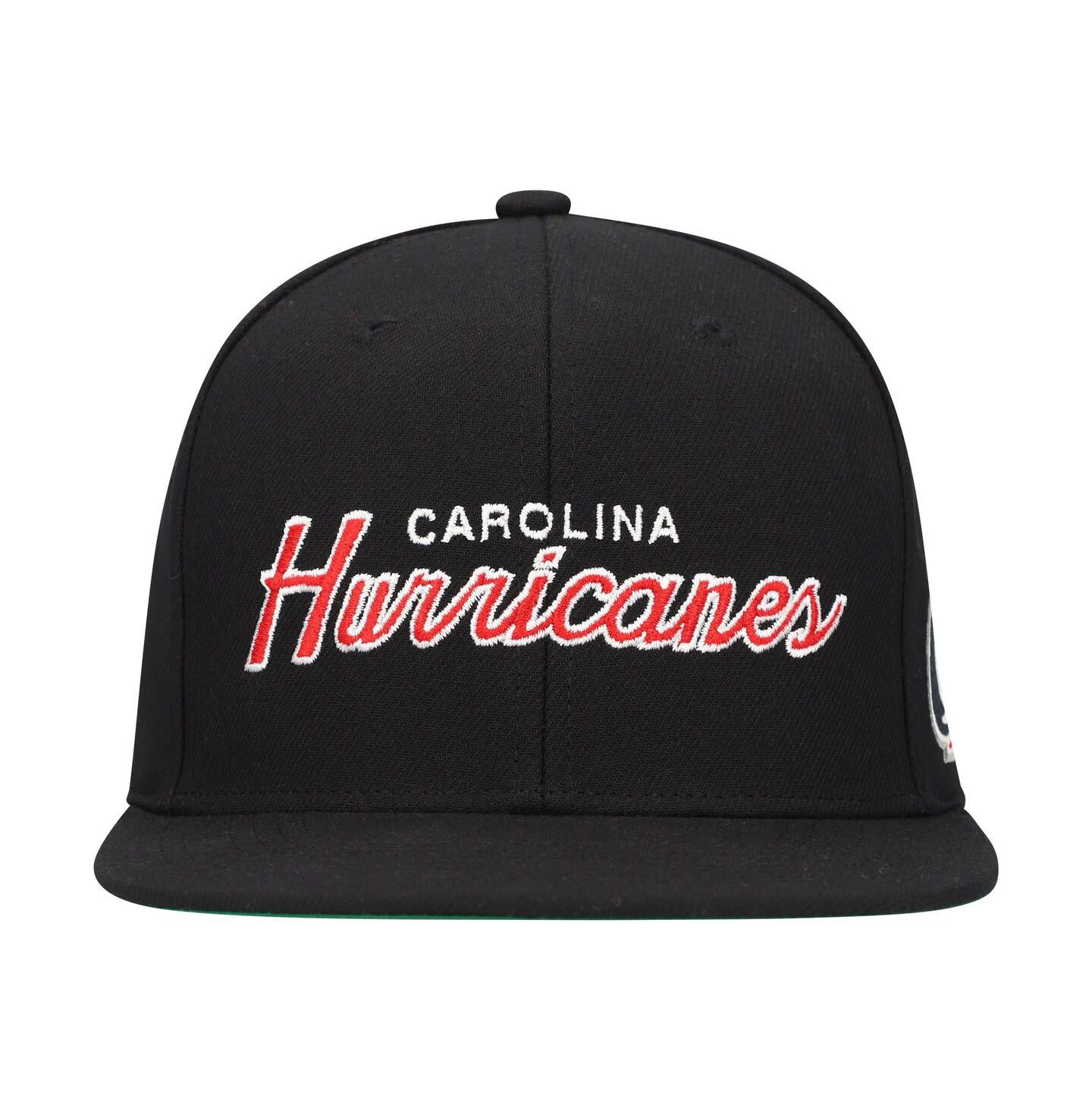 Мужская кепка Mitchell & Ness Mitchell Ness Black Carolina Hurricanes Core Team Script 2.0 Snapback Hat — фото 4