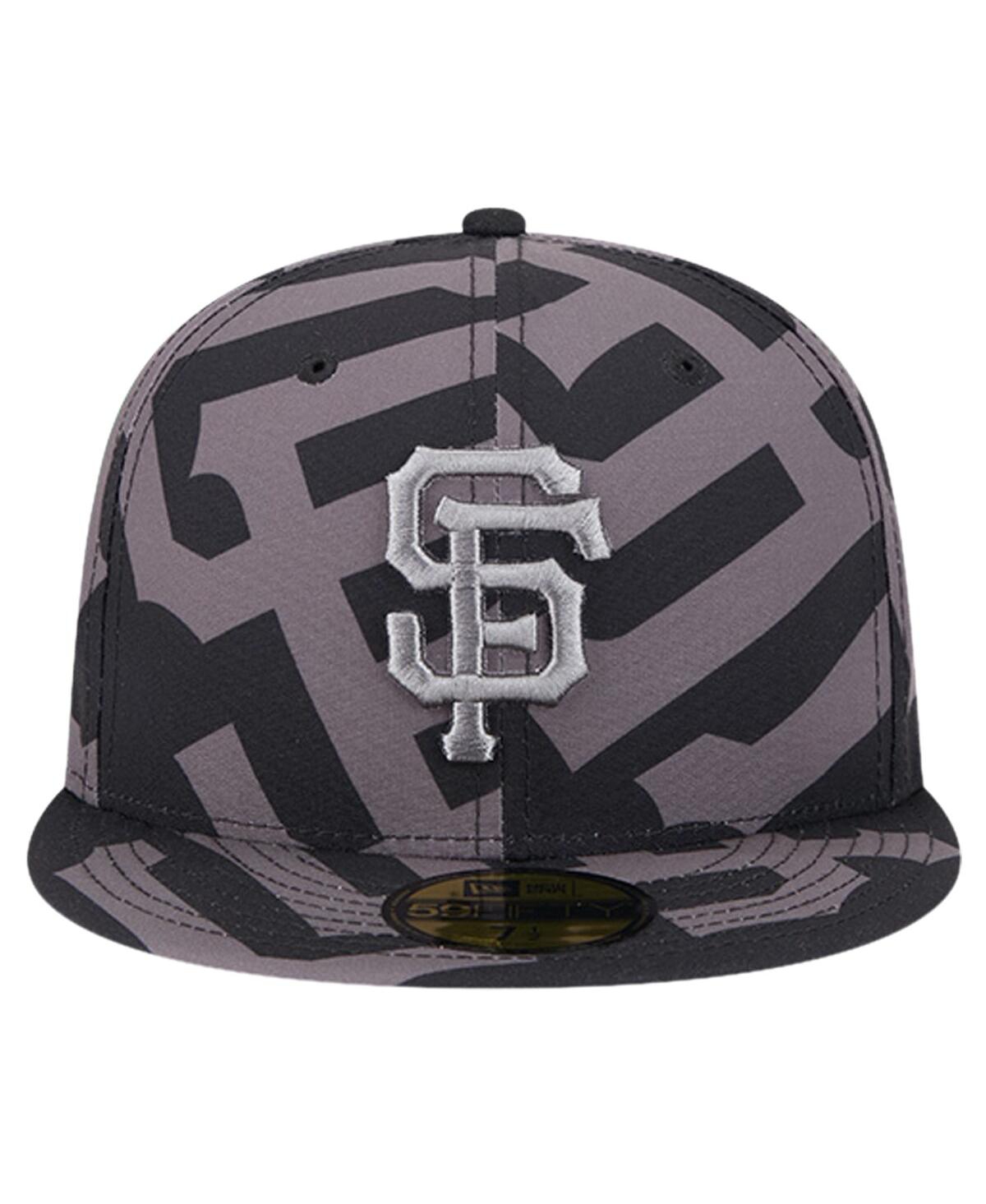 New Era Men's Black San Francisco Giants Logo Fracture 59fifty Fitted Hat In Black,graphite
