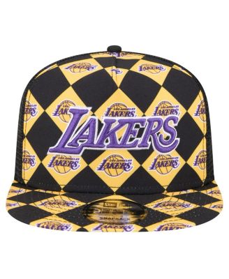 Men's Black Los Angeles Lakers Seeing Diamonds A-Frame Trucker 9FIFTY Snapback Hat