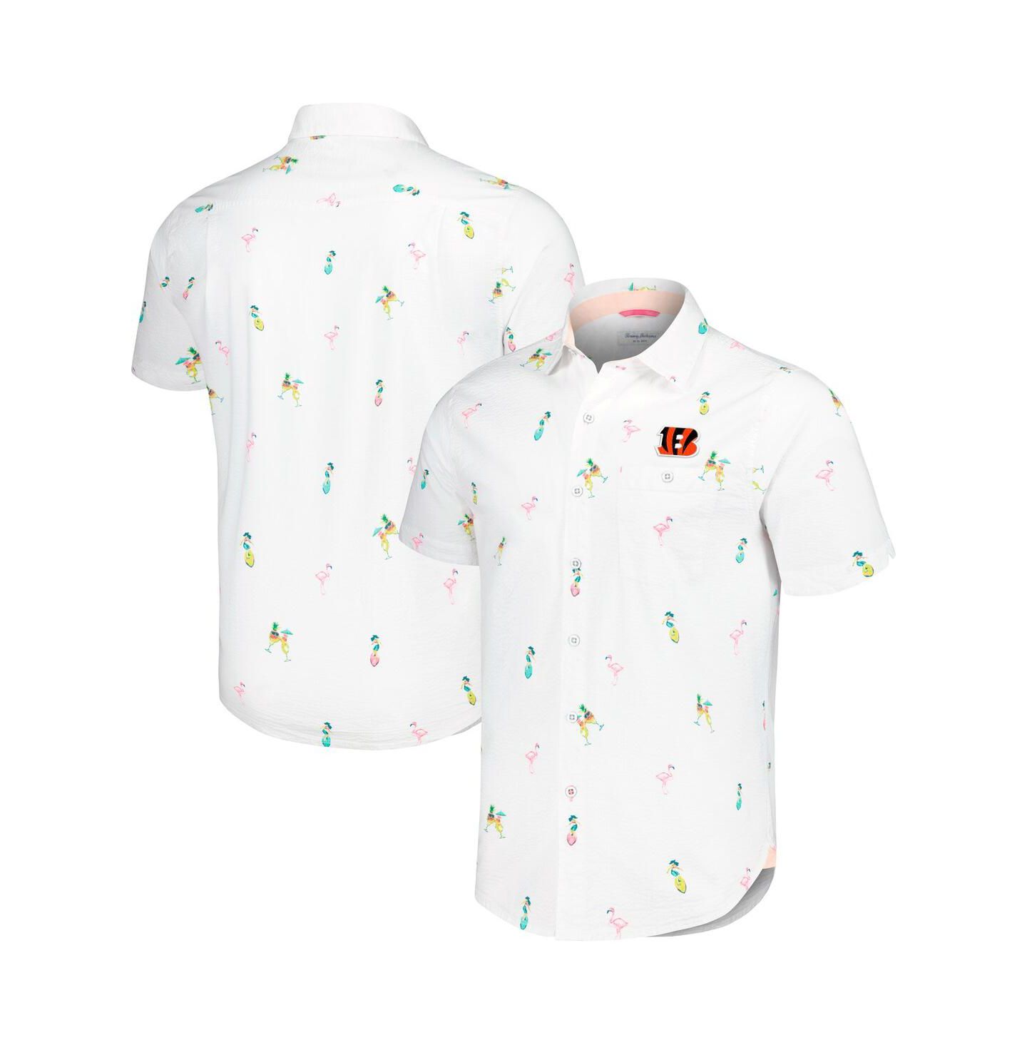 Мужская рубашка Tommy Bahama White Cincinnati Bengals Nova Wave Flocktail Button-Up — фото 1