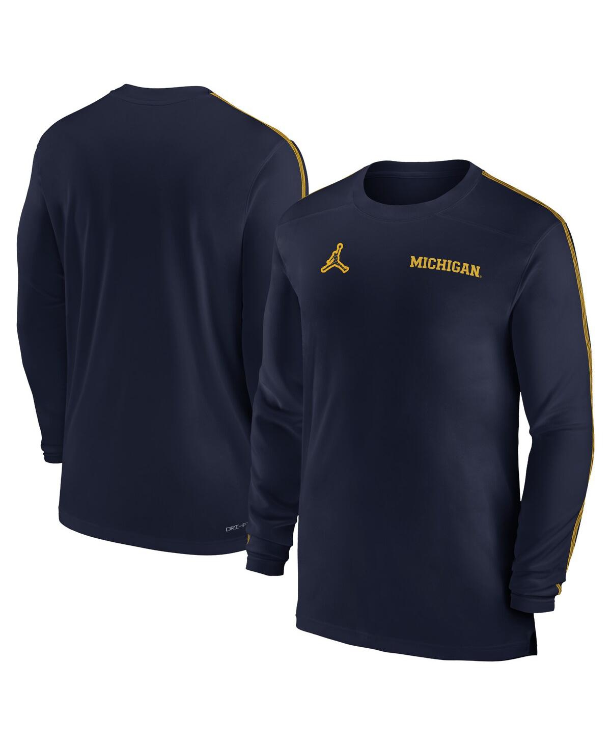 Men's Anthracite Michigan Wolverines 2024 Sideline Coach Performance Top - Navy, Maize