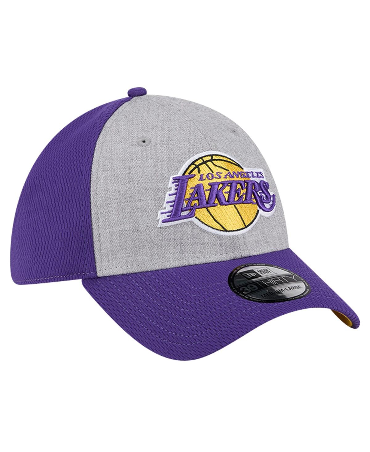 New Era Men's Heather Gray/purple Los Angeles Lakers Two-tone 39thirty Flex Hat In Heather Gray,purple