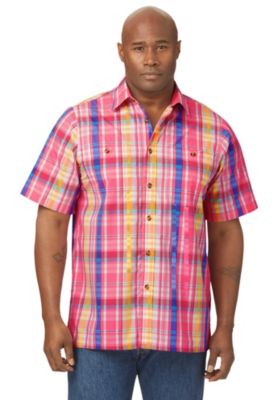 Big & Tall Plaid Wrinkle-Resistant Short Sleeve Button Down