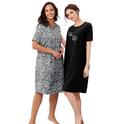 Dreams and Co. Plus Size 2-Pack Short-Sleeve Sleepshirt