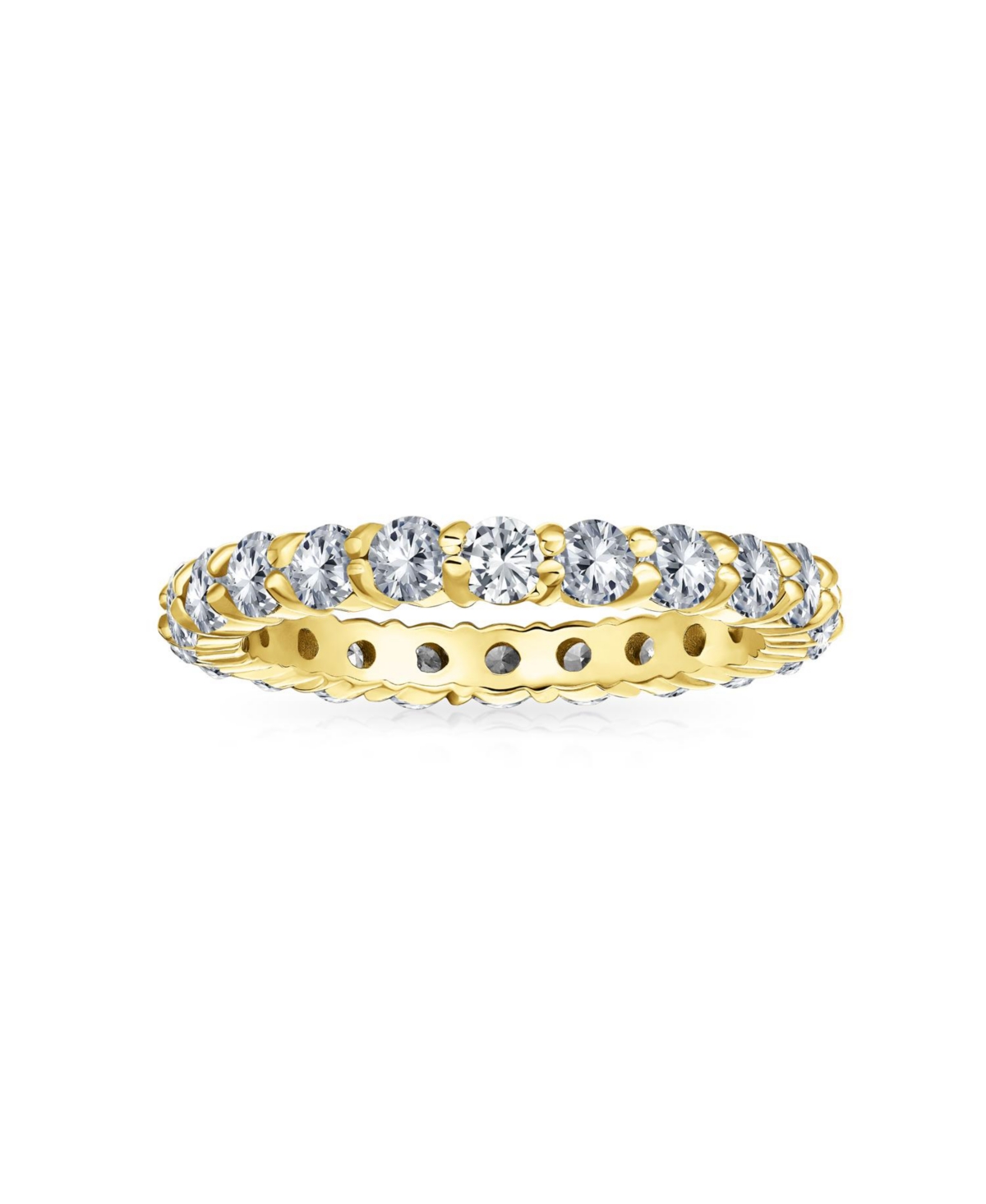 Bling Jewelry Cubic Zirconia Stackable Cz Thin 3MM Eternity Band Ring For Women .925 Sterling Silver