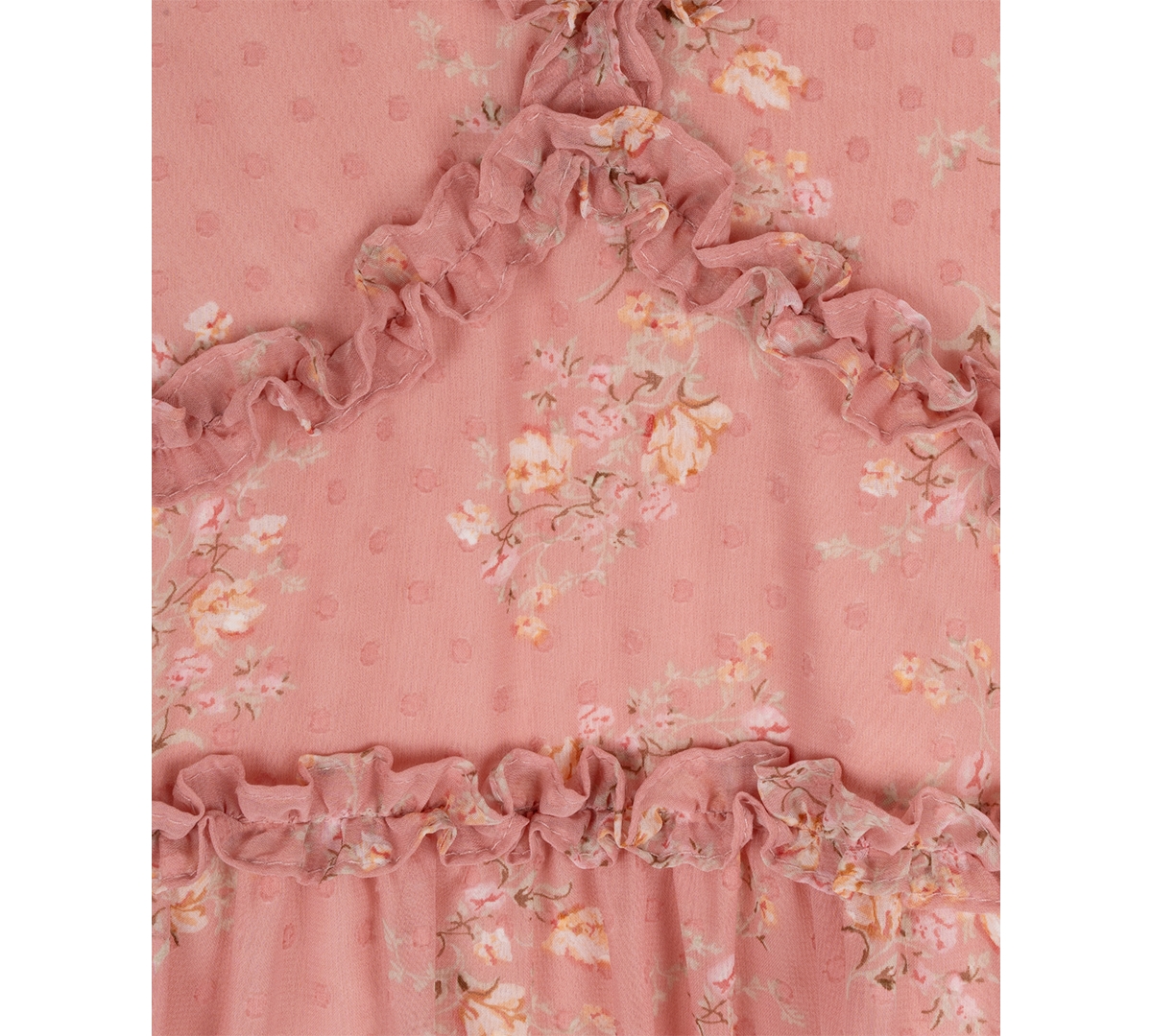 Rare Editions Big Girls V-Neck Floral-Clip-Dot-Chiffon Dress & Necklace, 2 Piece Set