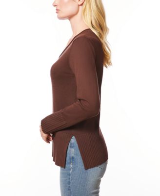 Women's V-Neck Wide-Hem Wide-Cuff Sweater