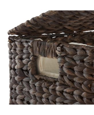 Large Laundry Hamper with Lid and Removable Liner Bag - Natural, Woven Water Hyacinth Laundry Basket for Clothes