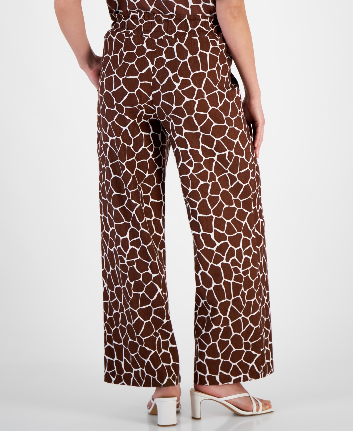 I.n.c. International Concepts Petite Printed Linen-Blend Wide-Leg Pants, Created for Macy's