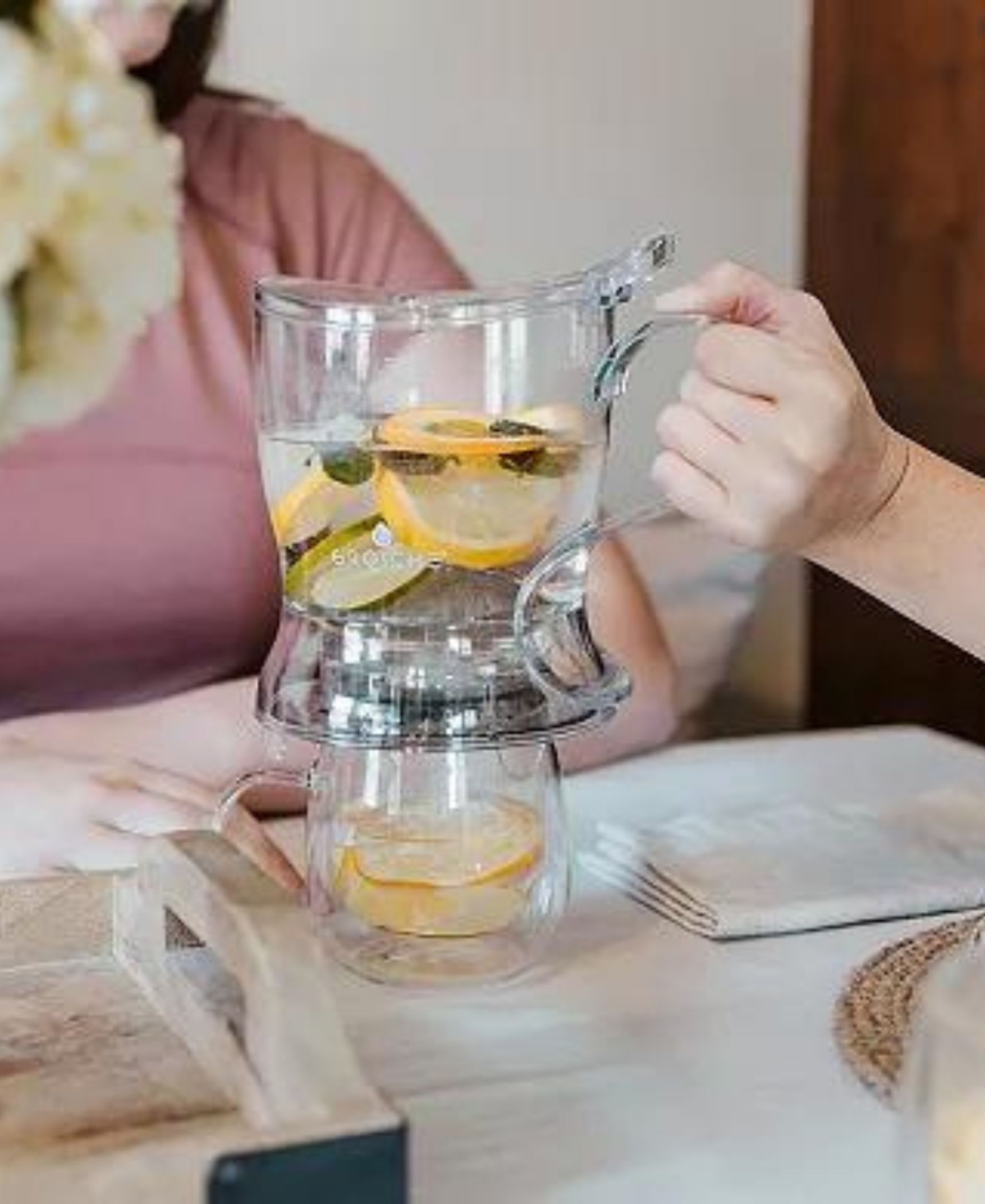 Grosche Tea Perfection Duo- 1000ml Aberdeen Smart Tea Steeper With Cyprus Large Glass Mug In Glass