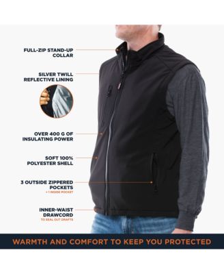 Men's Insulated Softshell Vest - Warm Work Vest, Water-Repellent, Windproof, Lightweight, Durable Cold-Weather Gear