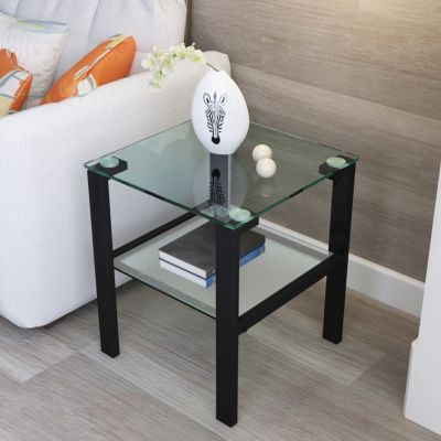 Small Round Glass Tea Table & Bedroom Corner Side Table