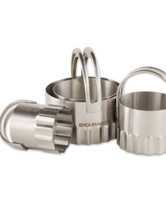 Endurance Stainless Steel 4 Piece Round Rippled Biscuit Cutter Set