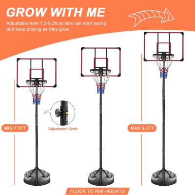 Streamdale Adjustable 7.5-9.2FT Basketball Hoop with Backboard & Wheels