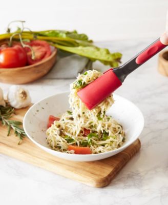 Endurance 18/8 Stainless Steel 10.75" Red Square Silicone Tip Tongs