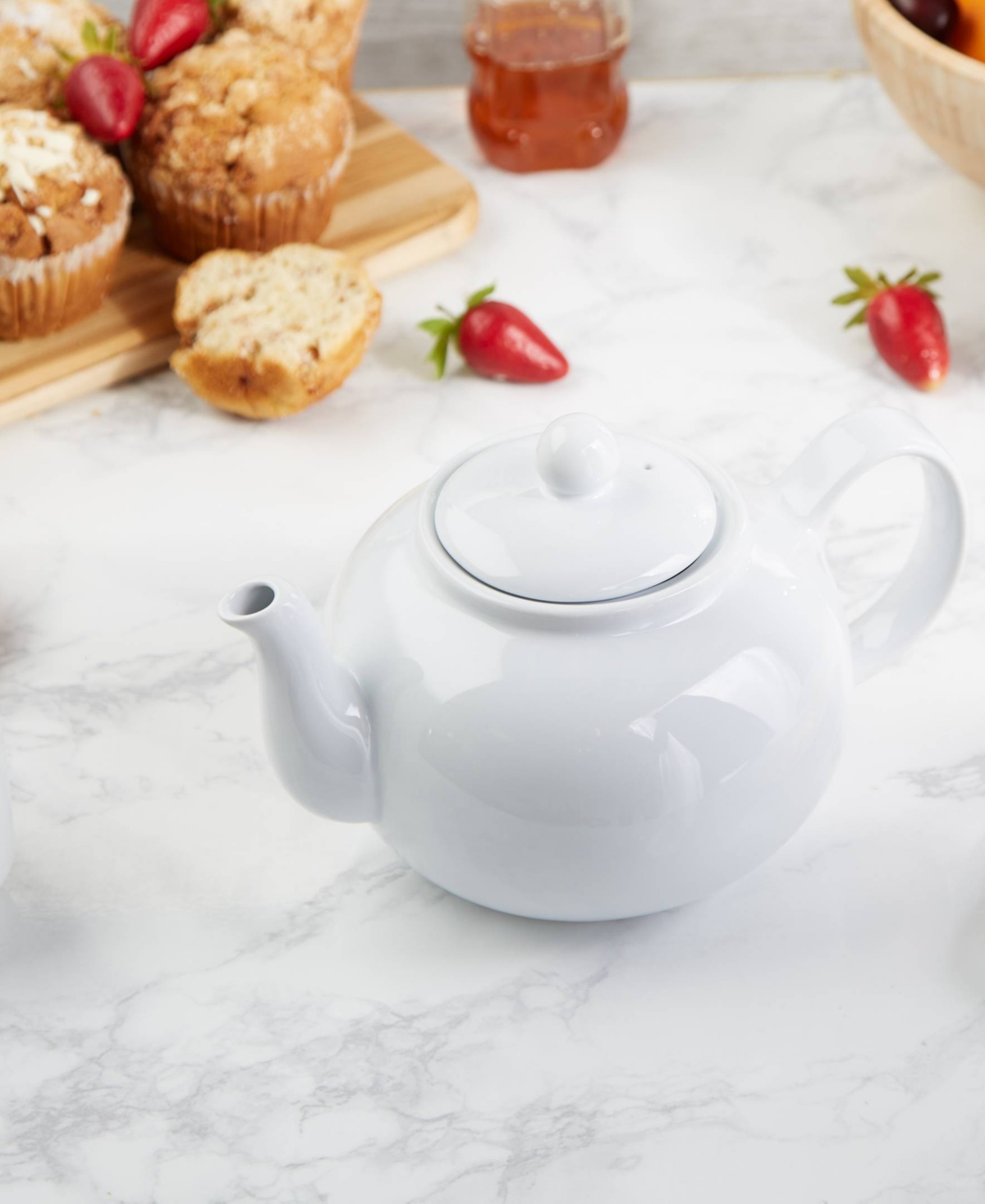 Rsvp International Stoneware 42 Ounce White Teapot In White