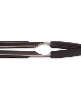 Endurance 18/8 Stainless Steel 10.75" Black Square Silicone Tip Tongs