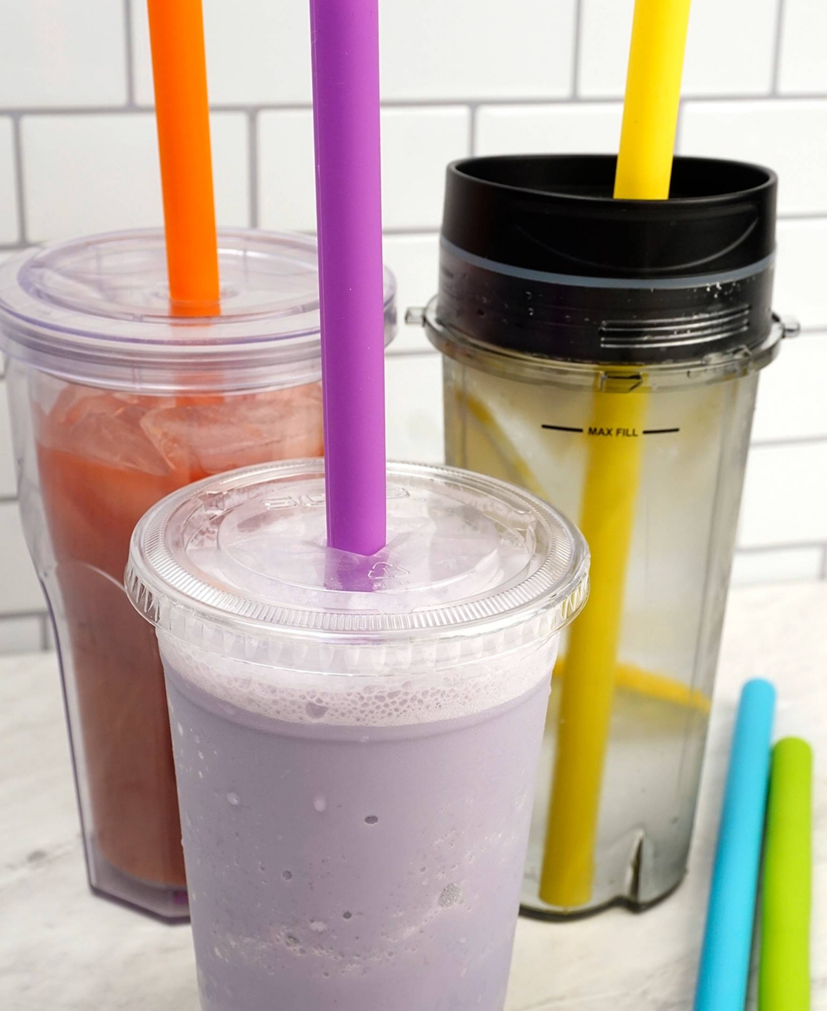 Shop Rsvp International Silicone 6 Piece 10" Smoothie Straw Set In Multi