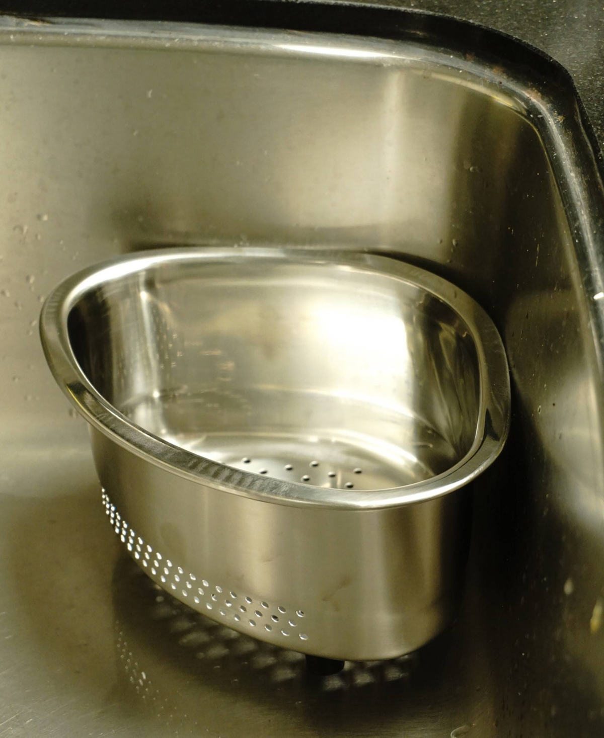 Rsvp International Endurance Pierced Stainless Steel 9"x7"x5" In-sink Corner Basket In Gray