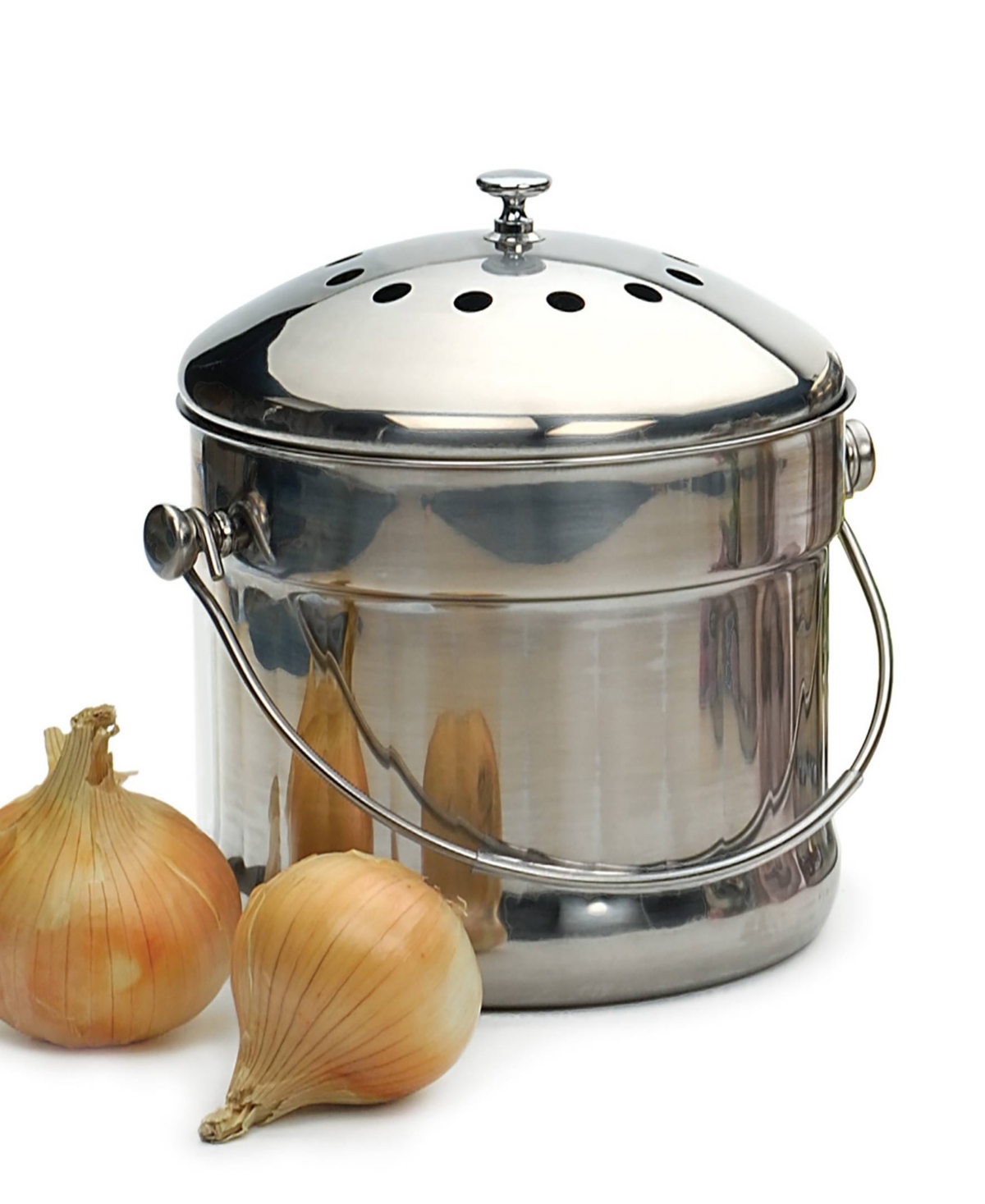 Rsvp International Endurance Stainless Steel Jumbo 1.5 Gallon Compost Pail In Gray