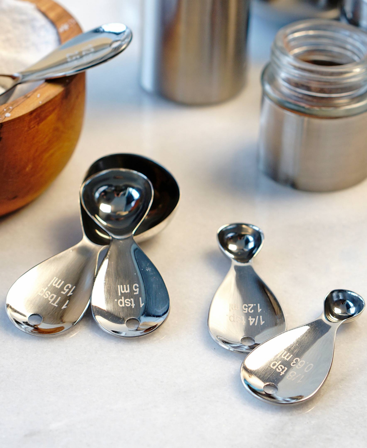 Rsvp International Endurance Stainless Steel 5 Piece Teardrop Measuring Spoon Set In Gray