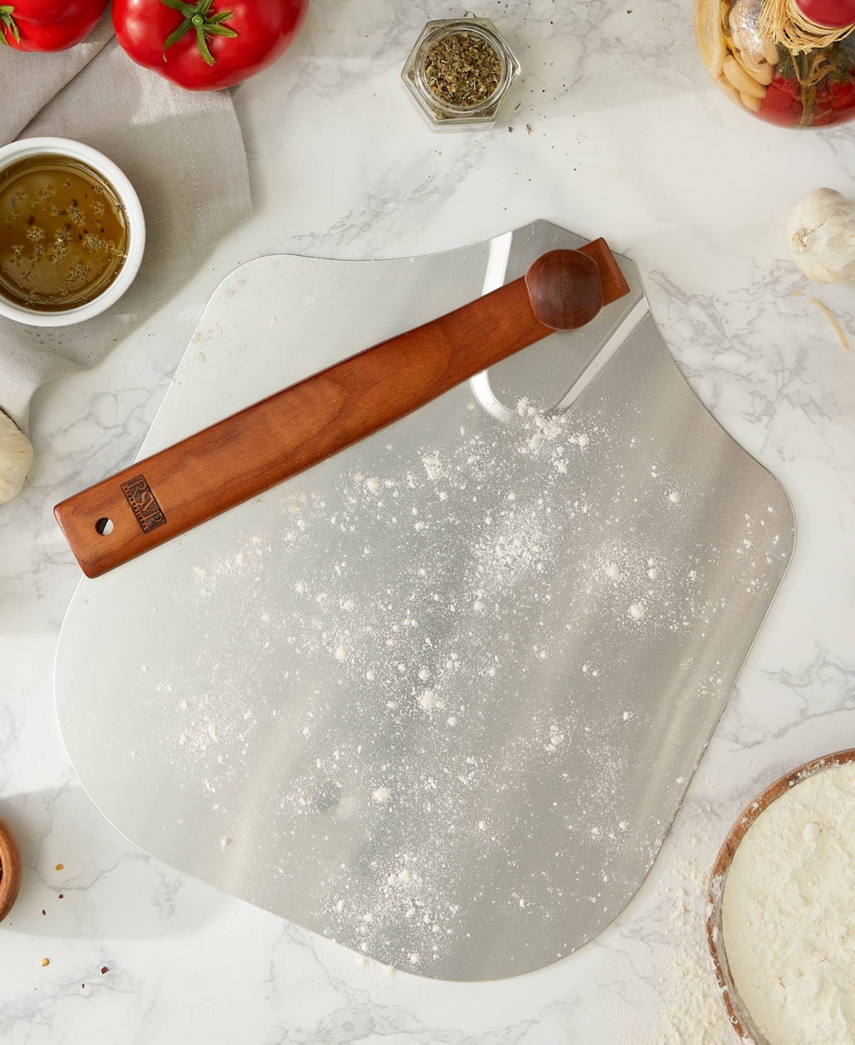 Rsvp International Aluminum Hardwood Folding Pizza Peel Spatula In Silver