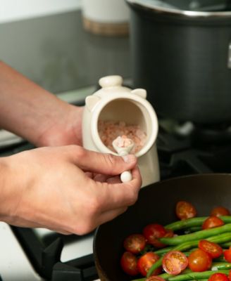 Stoneware 2 Piece 6 Ounce Matte Oat Salt Pig and Spoon Set