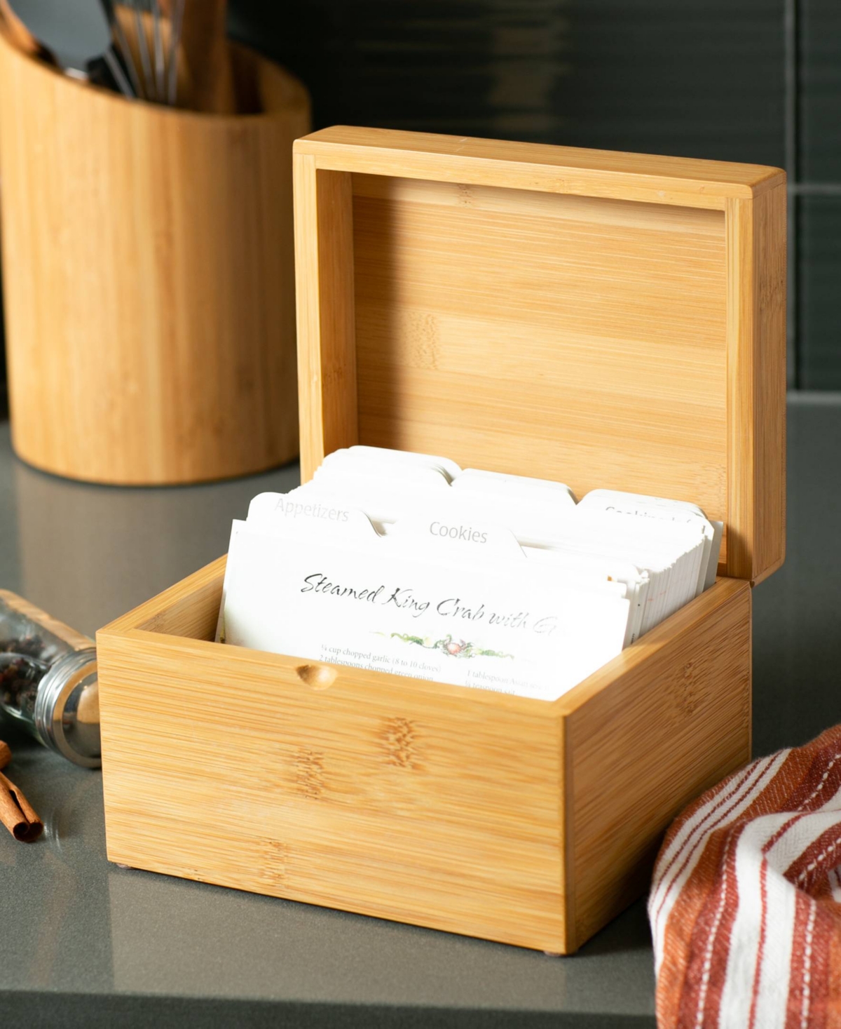 Rsvp International Wood 7" X 5.6" X 4.5" Recipe Box In Brown