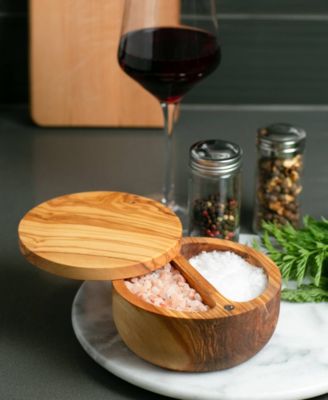 Olive Wood 8 ounce Salt Box