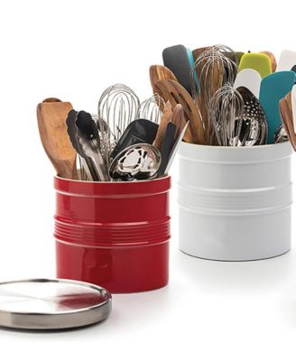 Stoneware 7.5" D x 7" H White Oversized Tool Crock