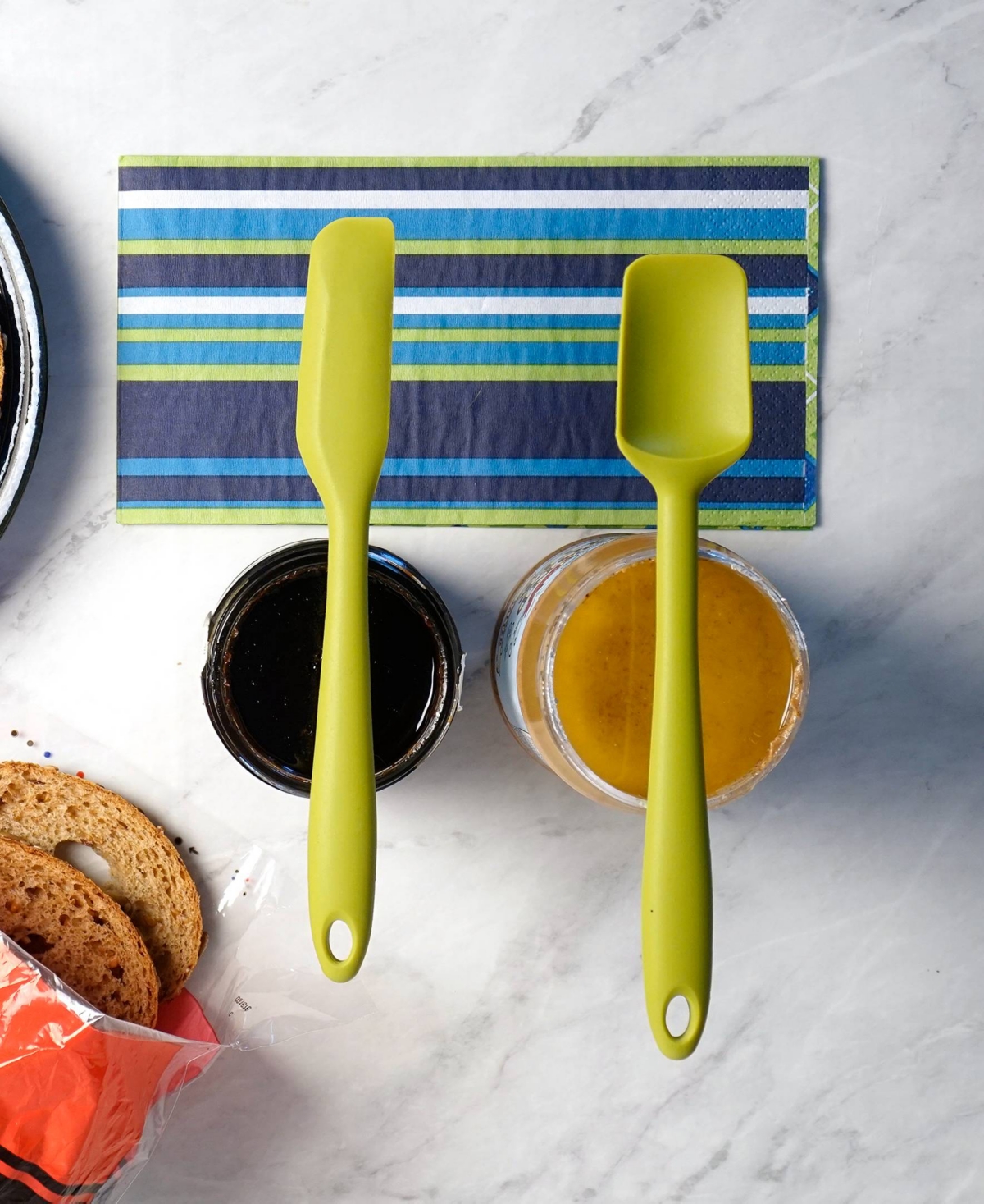 Rsvp International Silicone Coated Steel 2 Piece 8" Ela Series Green Mini Spatula Set In Green