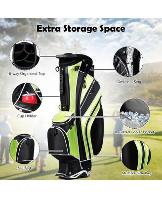 Golf Stand Cart Bag with 6-Way Divider Carry Pockets
