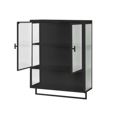 23.62" Glass Doors Modern Two-Door Wall Cabinet