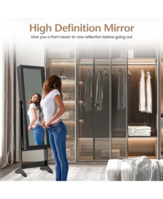 Mirrored Standing Jewelry Cabinet Storage Box