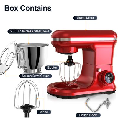5.3 Qt Digital Display Stand Mixer 8 Speed with Egg Whisk, Dough Hook & Flat Beater