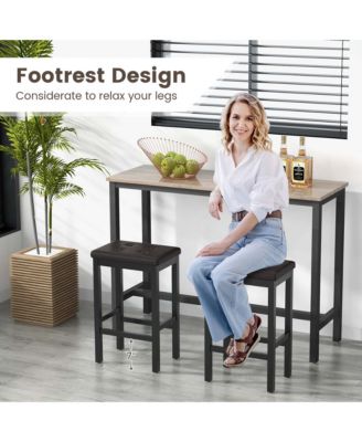 Set of 2 Rubber Wood Bar Stools 24" Counter Height Stool with Padded Seat