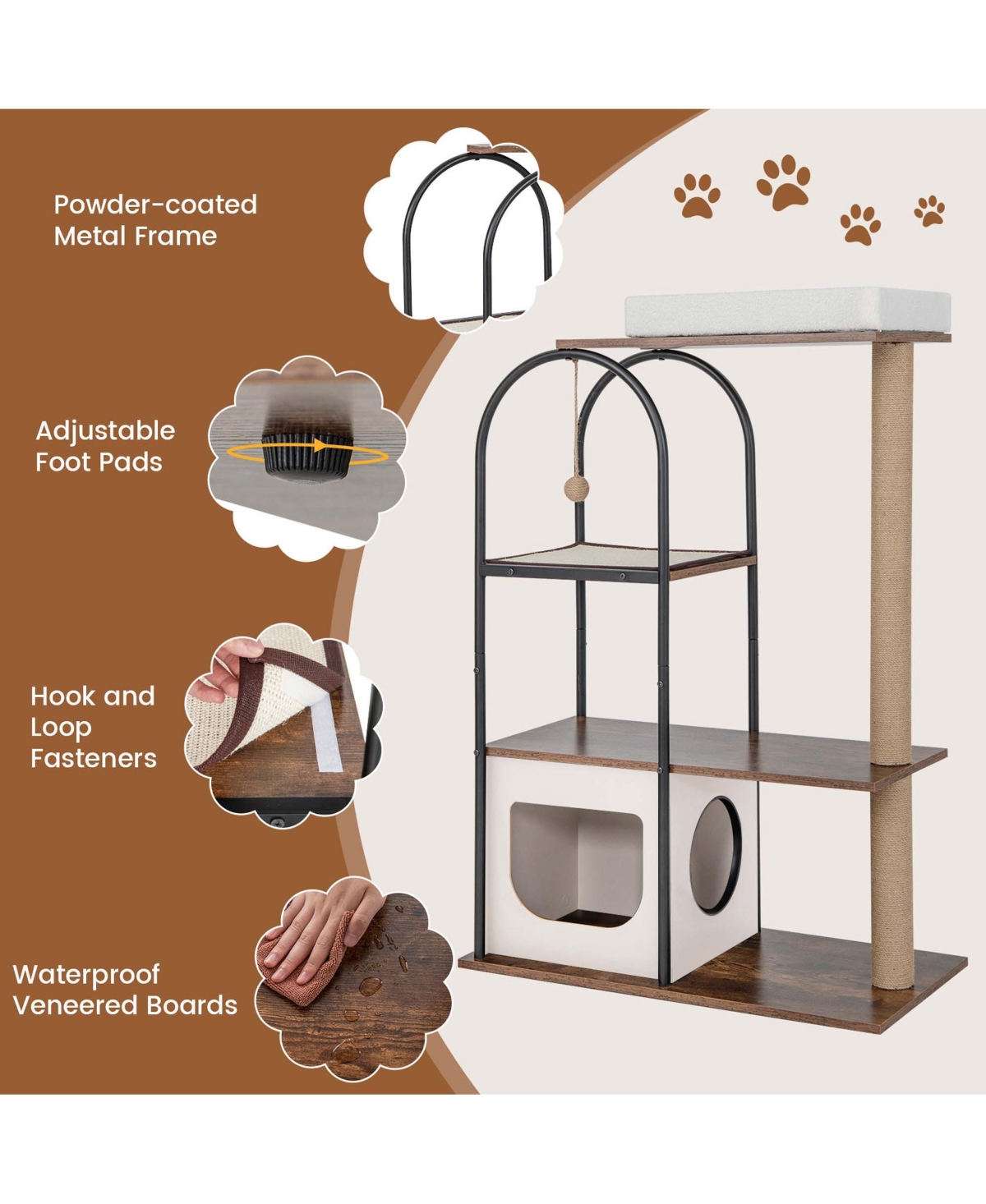Costway Large Cat Tree Tower with Top Perch Cat Bed Cat Condo Scratching Posts Indoor