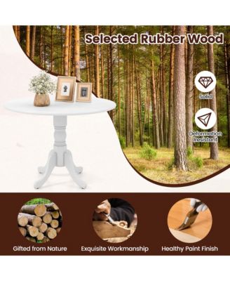 4-Person Dining Table Wooden Kitchen Table with Solid Rubber Wood Frame for Kitchen