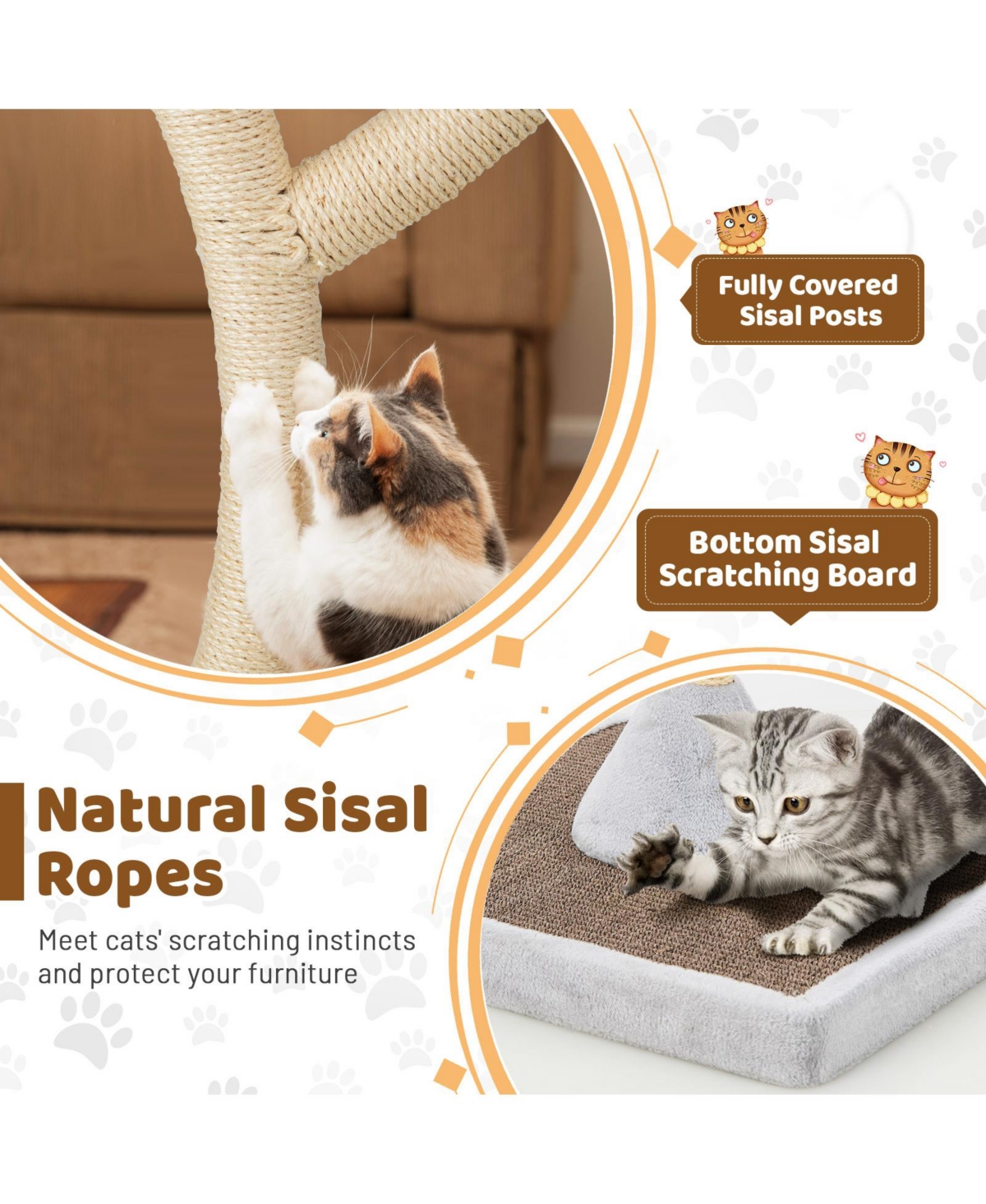 Cat Tree Tower 70'' Multi-Level Kitten Activity Center with 3 Perches & Balls