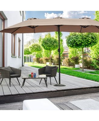 15' Market Outdoor Umbrella Double-Sided Twin Patio Umbrella with Crank