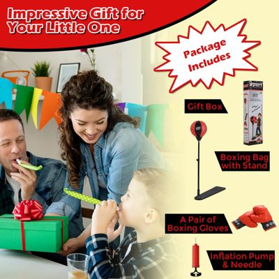 Kids Punching Bag w/Adjustable Stand Boxing Gloves Boxing Set